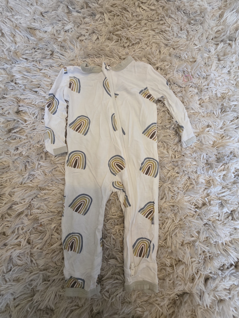 Neutral Rainbow Print Kids One-Piece Pajamas